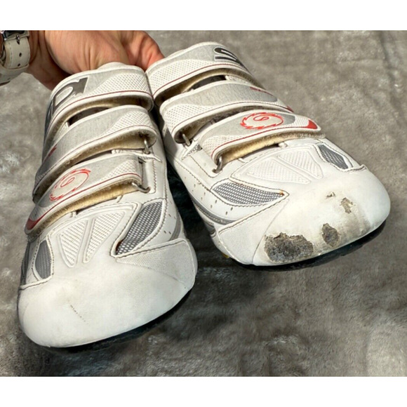 Sidi White Red Hook & Loop 3 Bolt Road Cycling Shoes Mens Size 43 US 9 - Picture 8 of 8